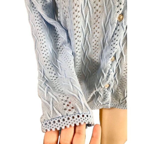 Vintage Millay Cardigan Sweater Light Blue retro 70s long sleeve cardigan sz L - Picture 3 of 9